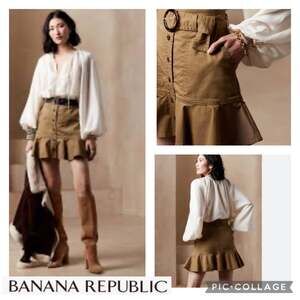NWT Banana Republic Mini belted skirt ruffled tiered hem size 4 tall